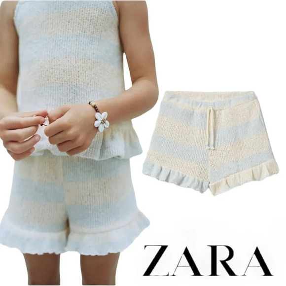 Zara Other - ZARA Kids | Ecru | TEXTURED STRIPED SHORTS
